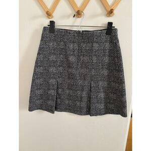 Loft Skirt Women's Small Black Gray Plaid Mini High Rise Elastic Waist